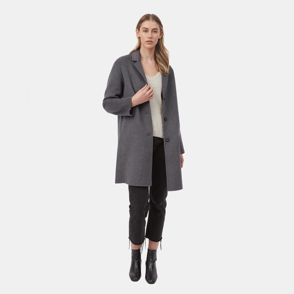 Banana Republic Grey Longline Unlined Coat Button Closure Mid Length Pockets XS - Picture 2 of 5